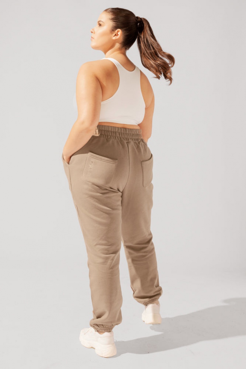 POPFLEX Cloud Rollover Sweatpant Milk Tea | FLOQ80946