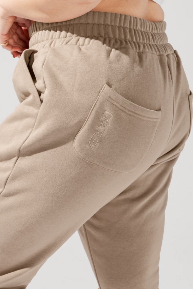 POPFLEX Cloud Rollover Sweatpant Milk Tea | FLOQ80946