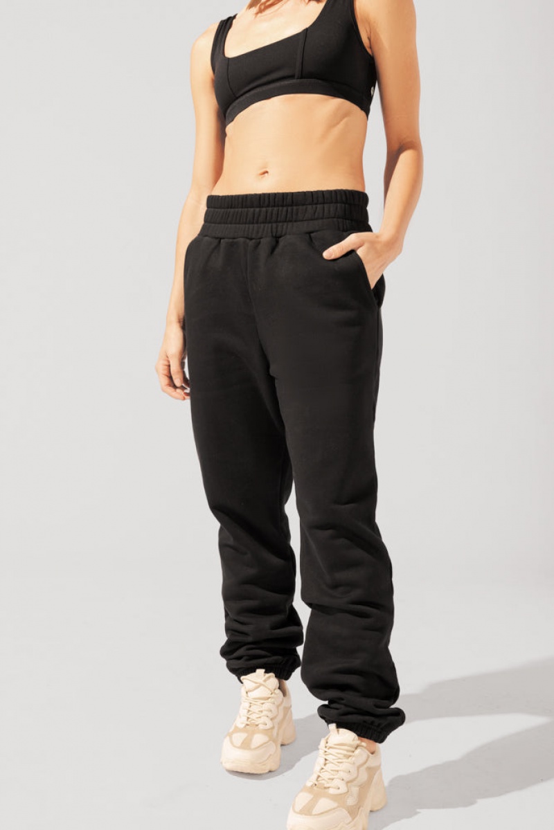 POPFLEX Cloud Rollover Sweatpant Černé | GMYS34890
