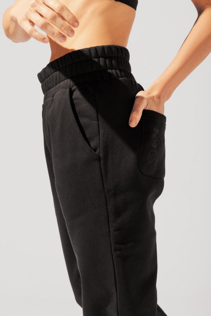 POPFLEX Cloud Rollover Sweatpant Černé | GMYS34890