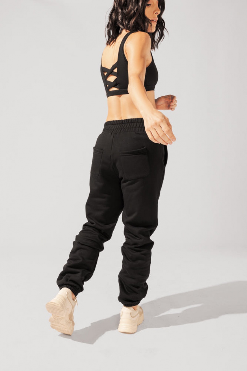 POPFLEX Cloud Rollover Sweatpant Černé | GMYS34890