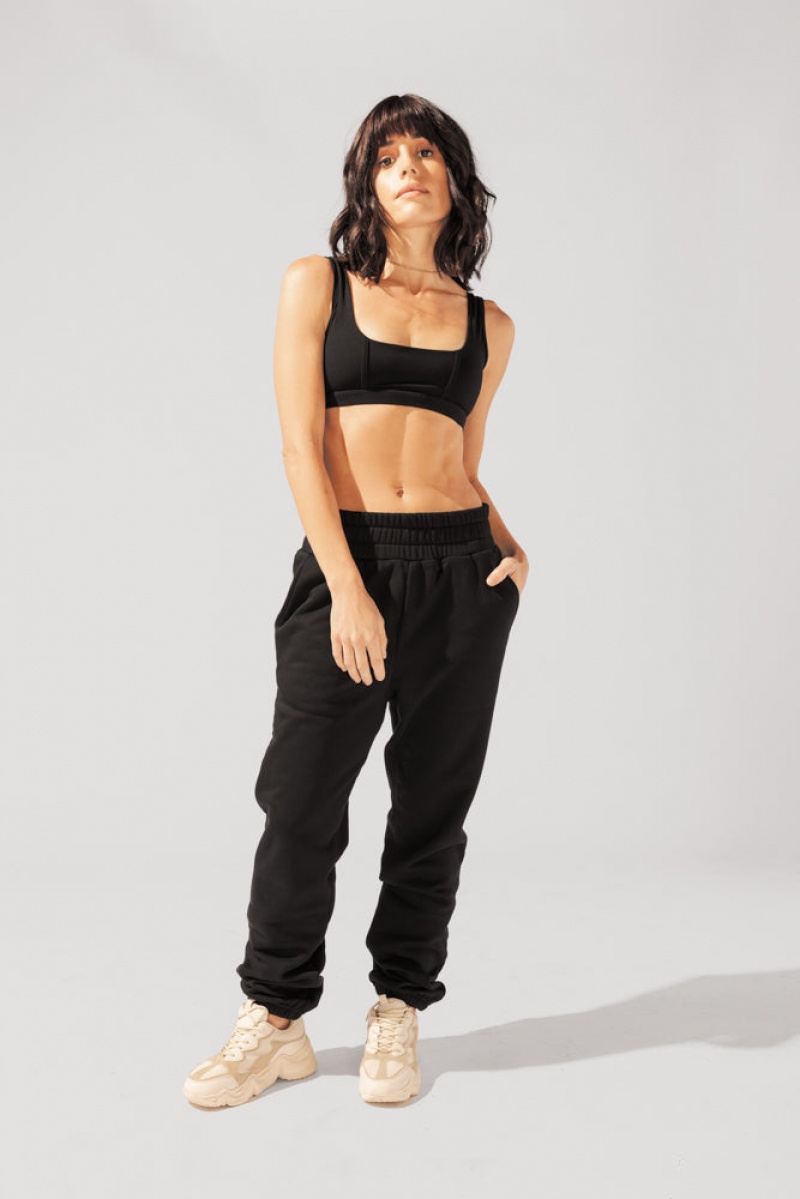 POPFLEX Cloud Rollover Sweatpant Černé | GMYS34890