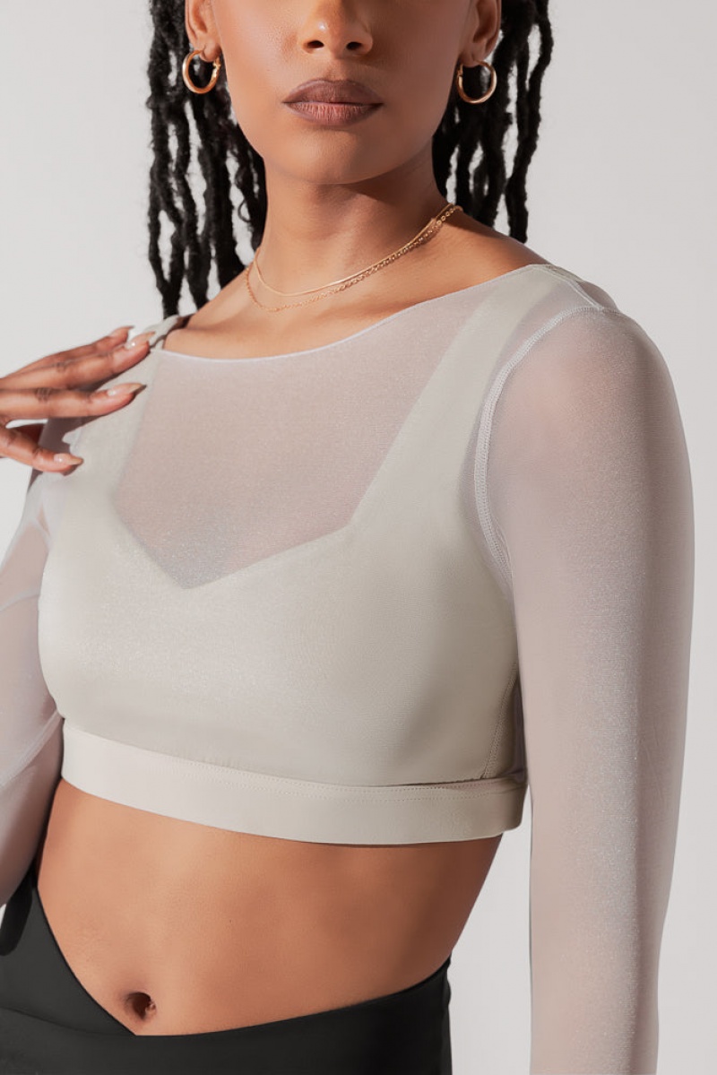 POPFLEX Coquette Long Sleeve Mesh Bra Šedé | BAVR48395