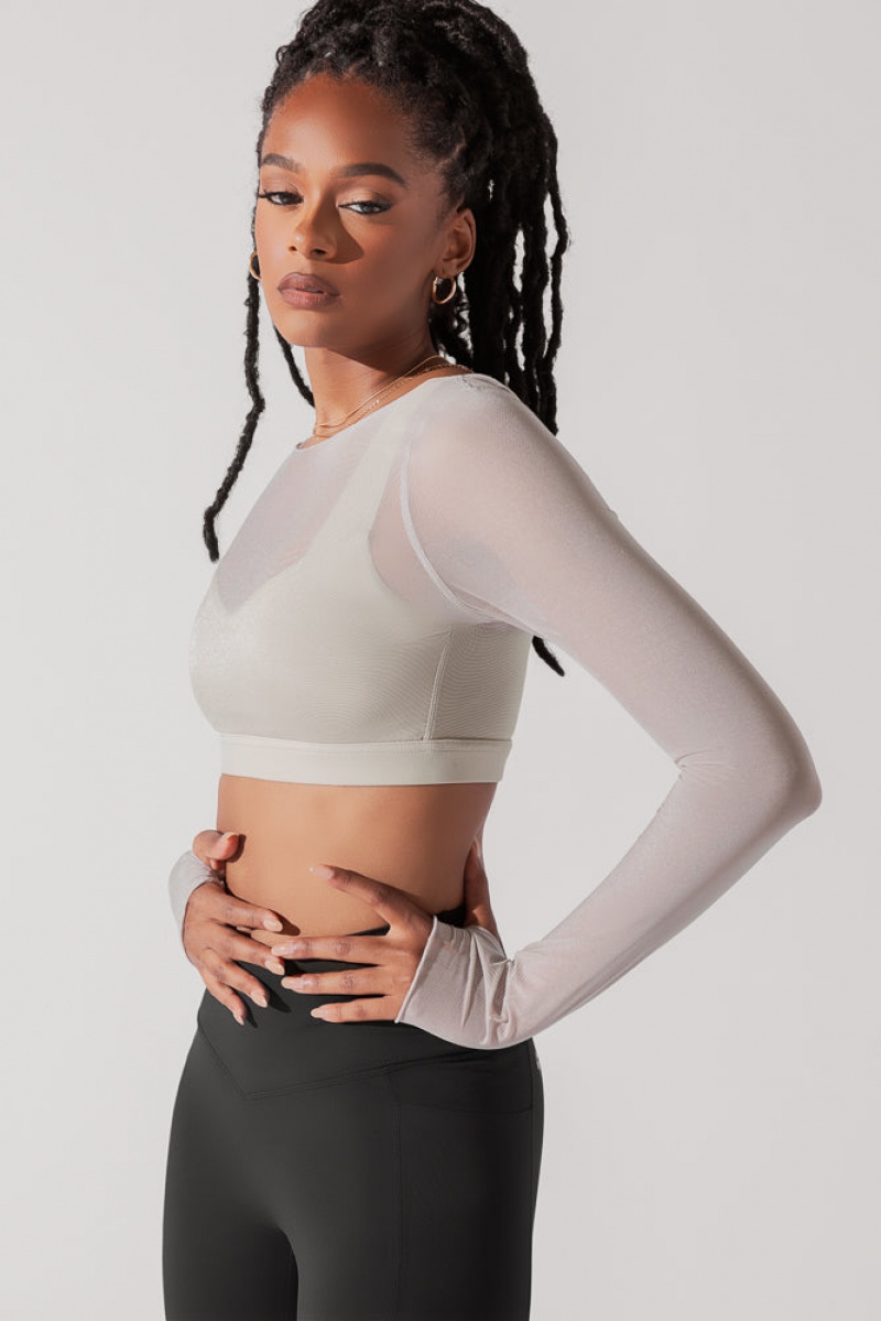 POPFLEX Coquette Long Sleeve Mesh Bra Šedé | BAVR48395