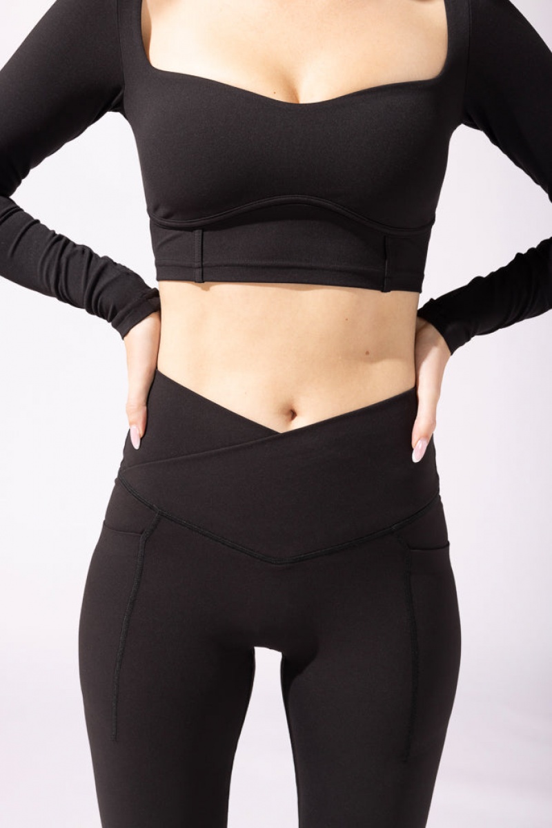 POPFLEX Crisscross Hourglass® Bell Bottom with Pockets (Soft Touch) Černé | MTYJ19238
