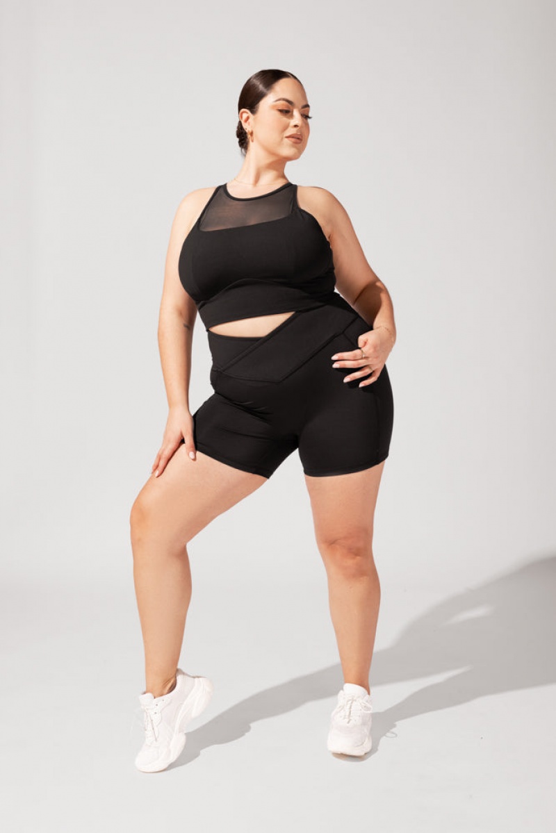 POPFLEX Crisscross Hourglass® Booty Krátké (Soft Touch) Černé | VIQA70352