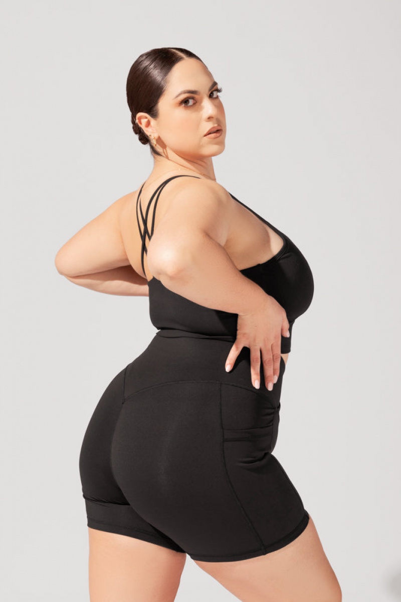 POPFLEX Crisscross Hourglass® Booty Krátké (Soft Touch) Černé | VIQA70352