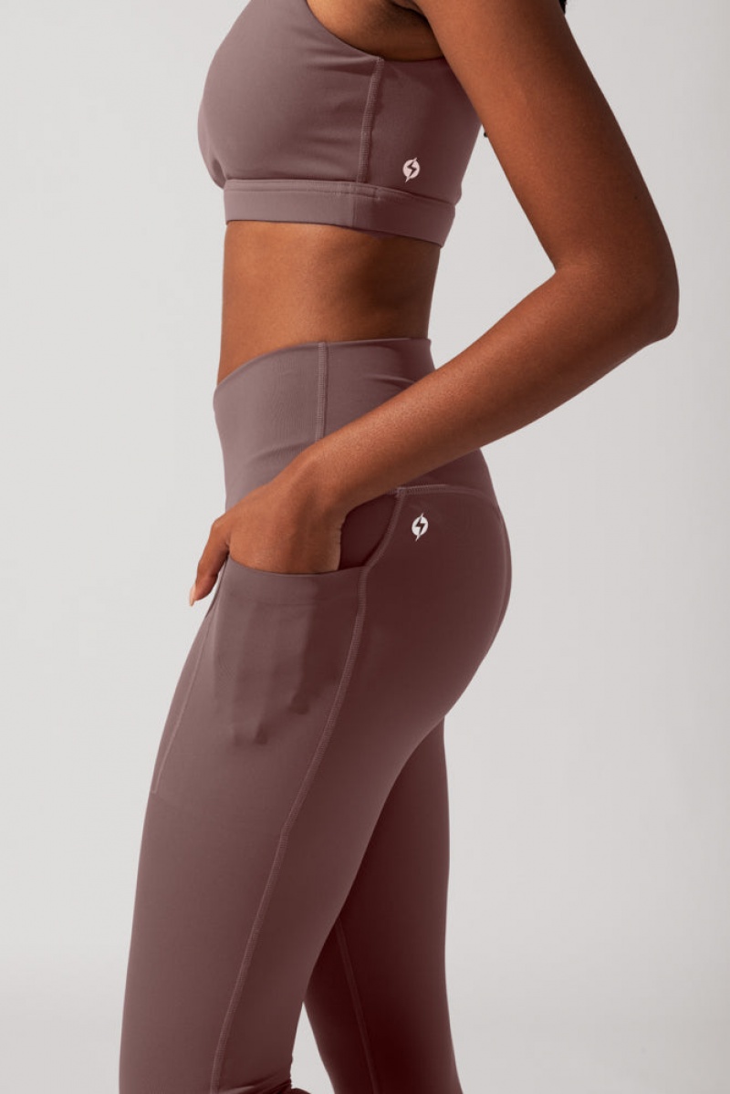 POPFLEX Crisscross Hourglass® Leggings with Pockets (Pet Hair Resistant) Peppercorn | ULVK15306