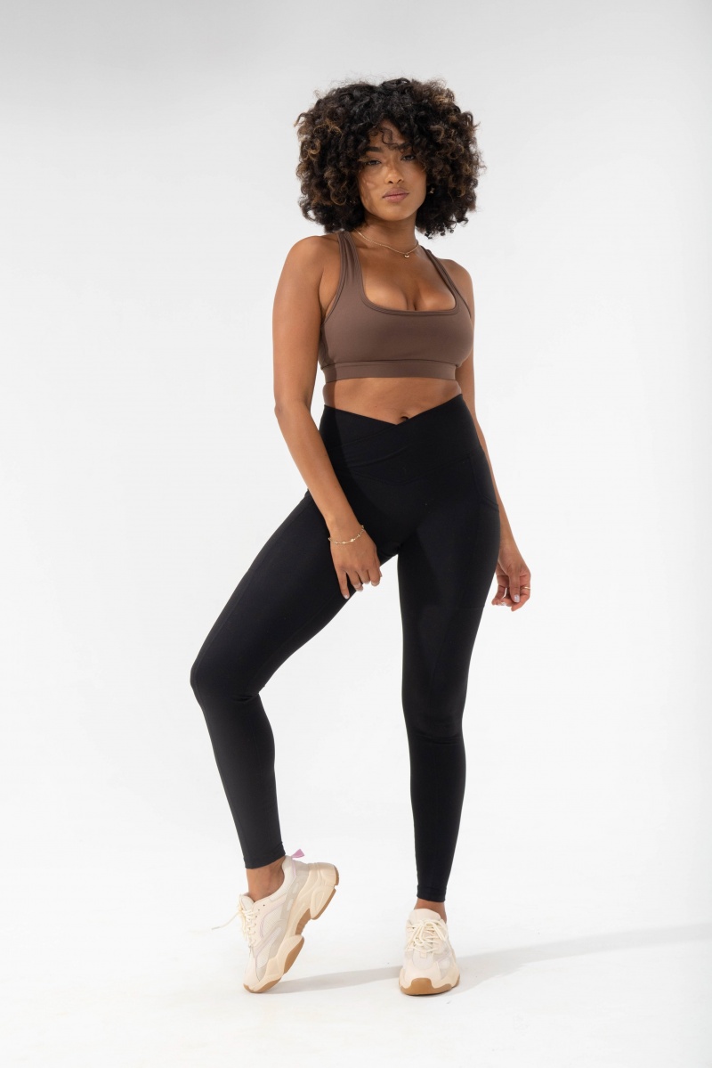POPFLEX Crisscross Hourglass® Leggings with Pockets (Soft Touch) Černé | BNCF53761