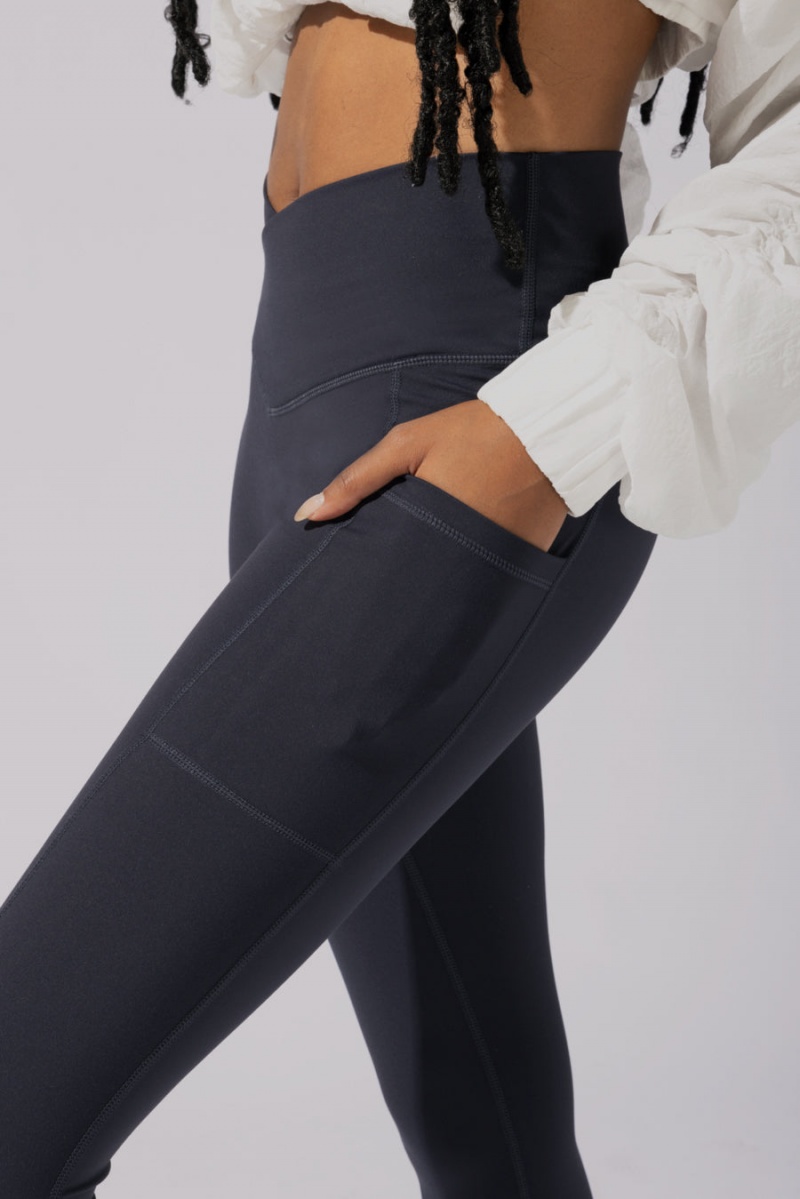 POPFLEX Crisscross Hourglass® Leggings with Pockets (Soft Touch) Tmavě Blankyt | BQMS95210