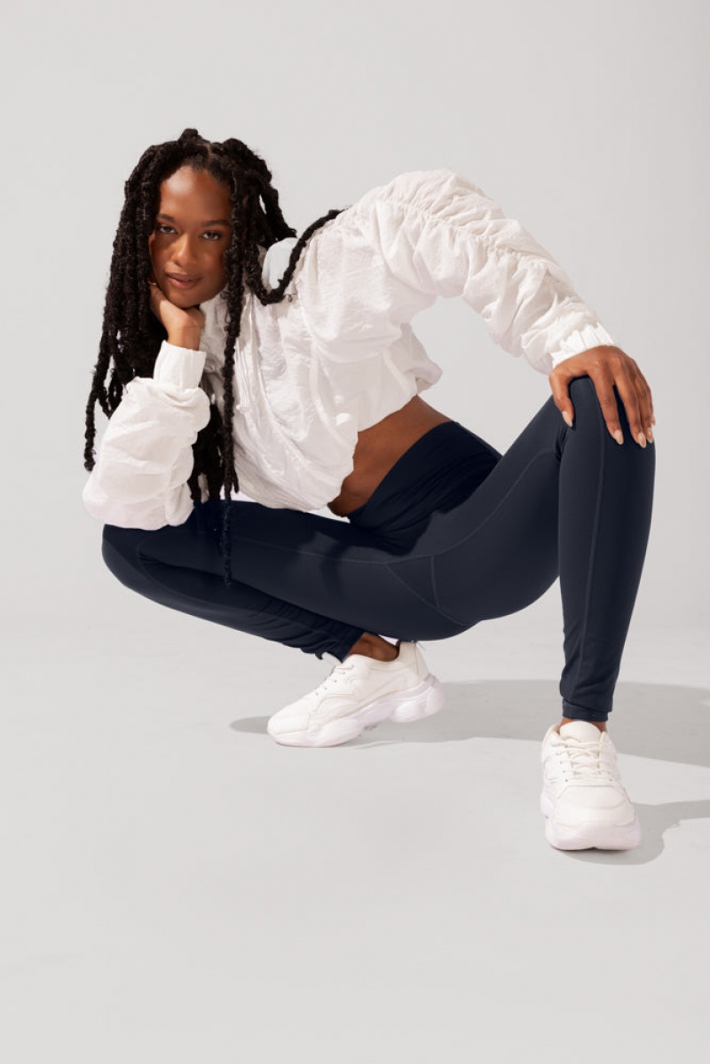 POPFLEX Crisscross Hourglass® Leggings with Pockets (Soft Touch) Tmavě Blankyt | BQMS95210