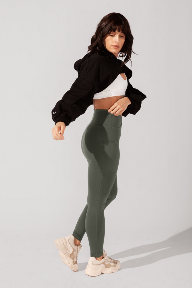 POPFLEX Crisscross Hourglass® Leggings with Pockets (Soft Touch) Tmavě | KPWV98506