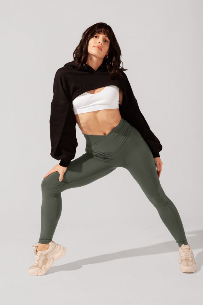 POPFLEX Crisscross Hourglass® Leggings with Pockets (Soft Touch) Tmavě | KPWV98506