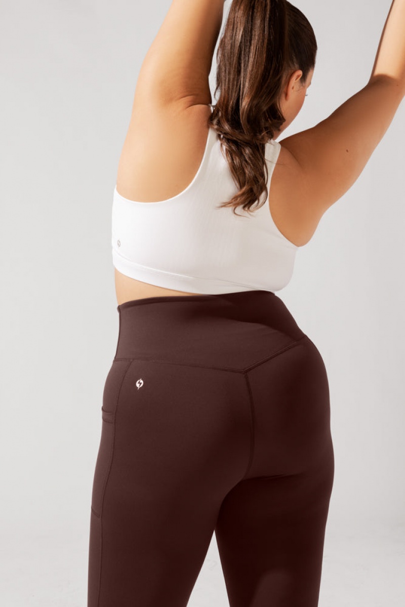 POPFLEX Crisscross Hourglass® Leggings with Pockets (Soft Touch) French Roast | FPYK94207