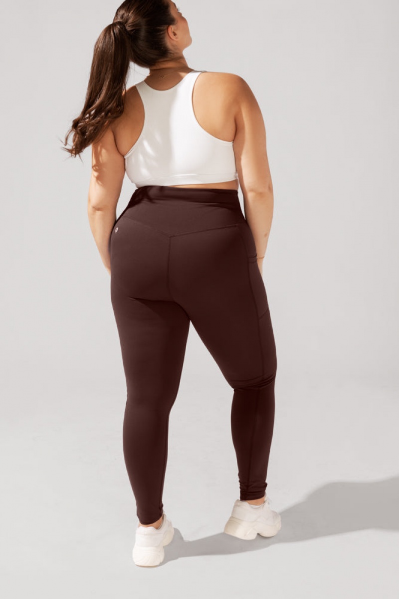 POPFLEX Crisscross Hourglass® Leggings with Pockets (Soft Touch) French Roast | FPYK94207