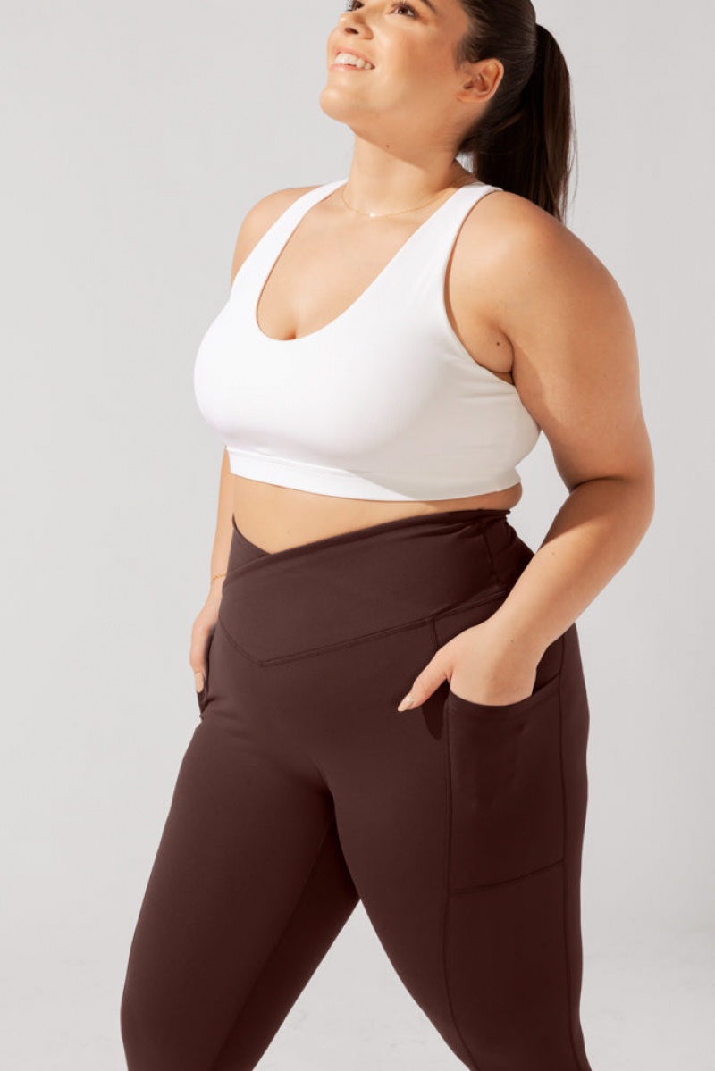 POPFLEX Crisscross Hourglass® Leggings with Pockets (Soft Touch) French Roast | FPYK94207