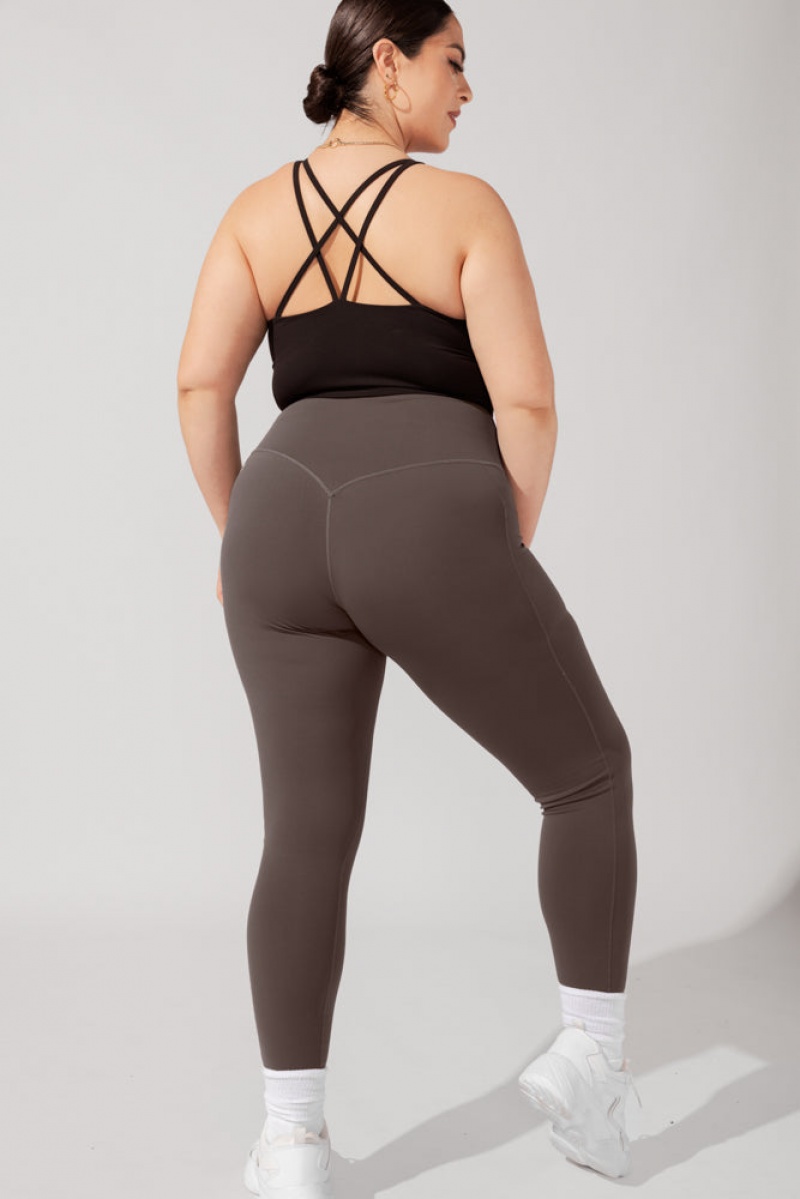 POPFLEX Crisscross Hourglass® Leggings with Pockets (Pet Hair Resistant) Cold Brew | PQUY29738
