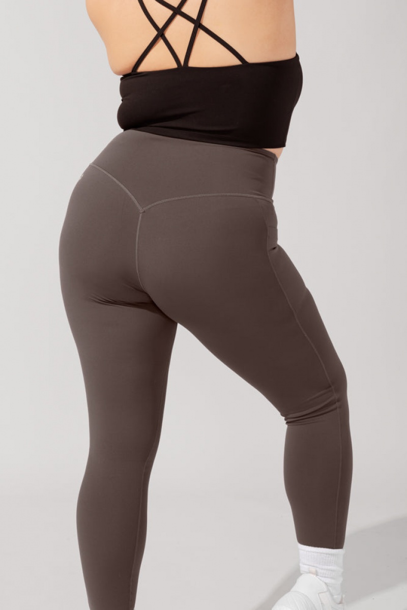 POPFLEX Crisscross Hourglass® Leggings with Pockets (Pet Hair Resistant) Cold Brew | PQUY29738