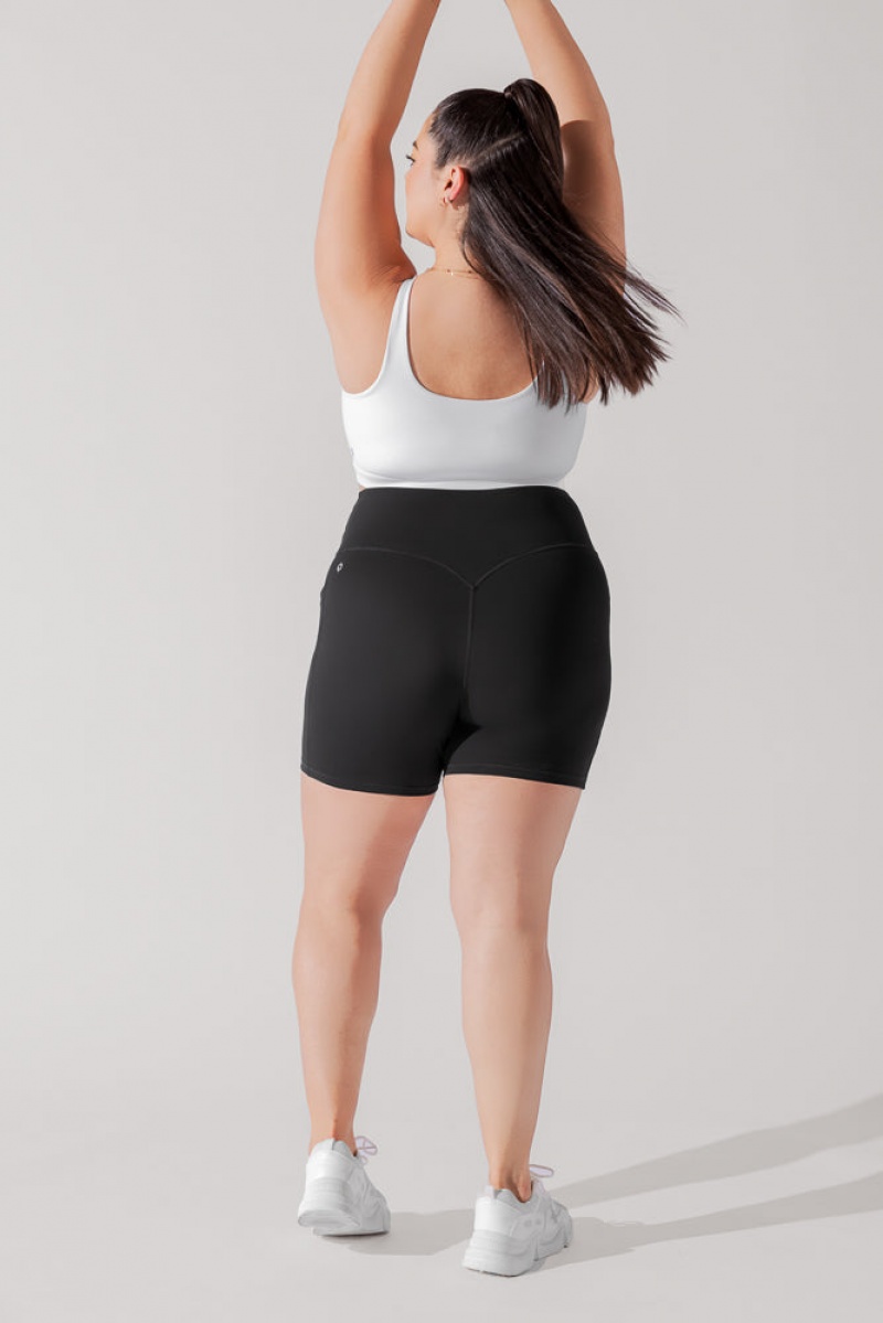 POPFLEX Crisscross Hourglass® Midi Krátké with Pockets (Soft Touch) Černé | DMPA72136