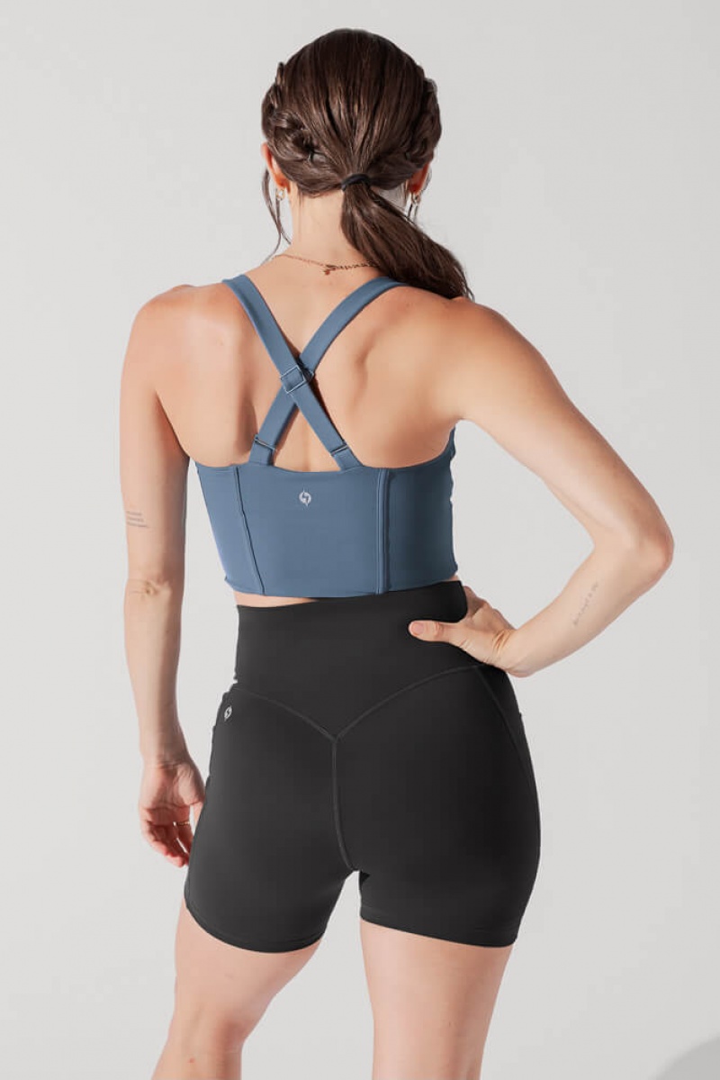 POPFLEX Daphne Corset Crop Top Indigo | IUQP63490