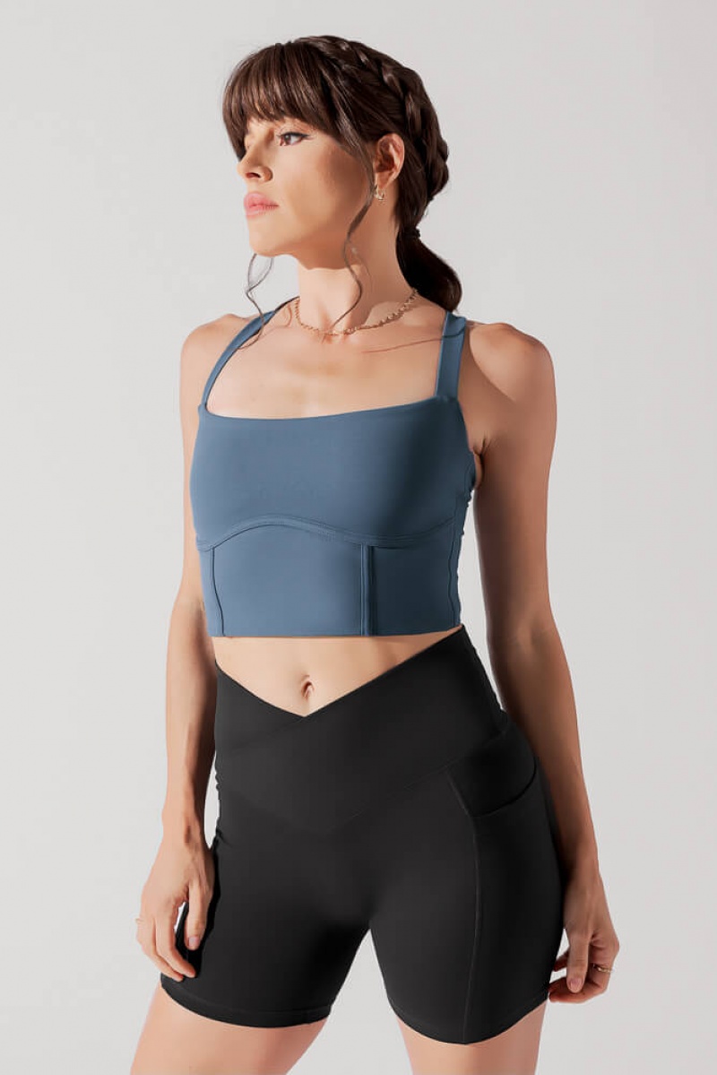 POPFLEX Daphne Corset Crop Top Indigo | IUQP63490