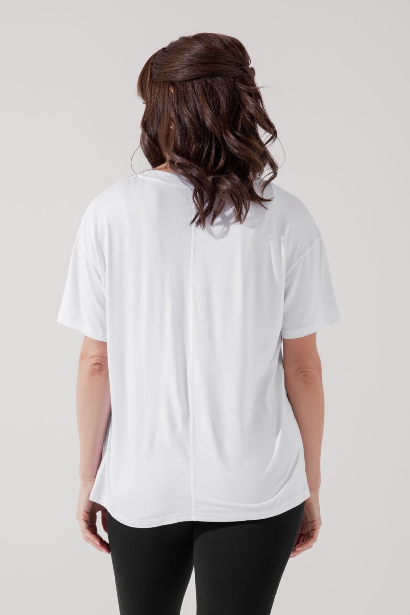 POPFLEX Daring Deep V Tee Bílé | GTMW39210