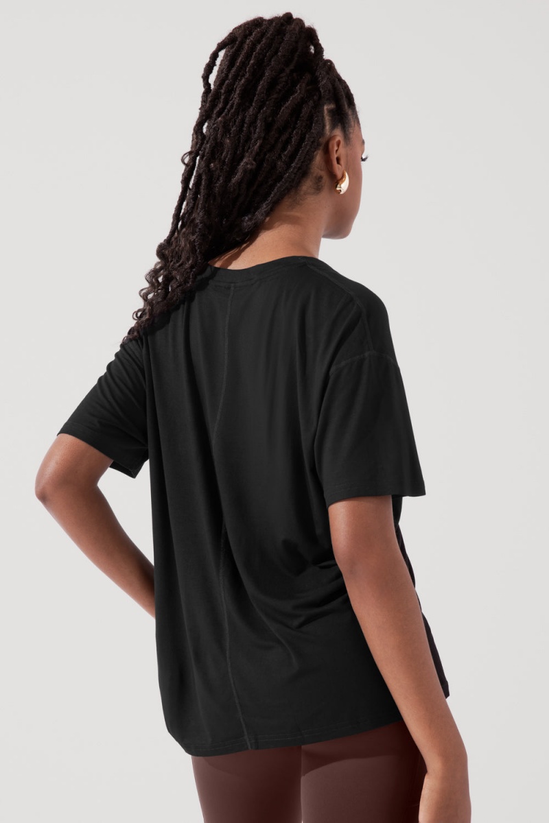 POPFLEX Daring Deep V Tee Černé | MRSH72916