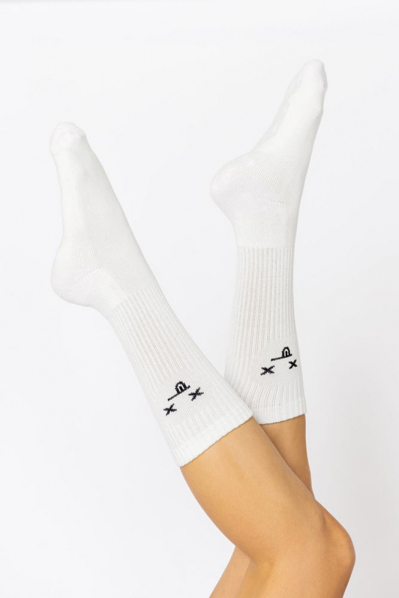POPFLEX Dead Face Mid-Calf Gym Socks Bílé | UOSN06927
