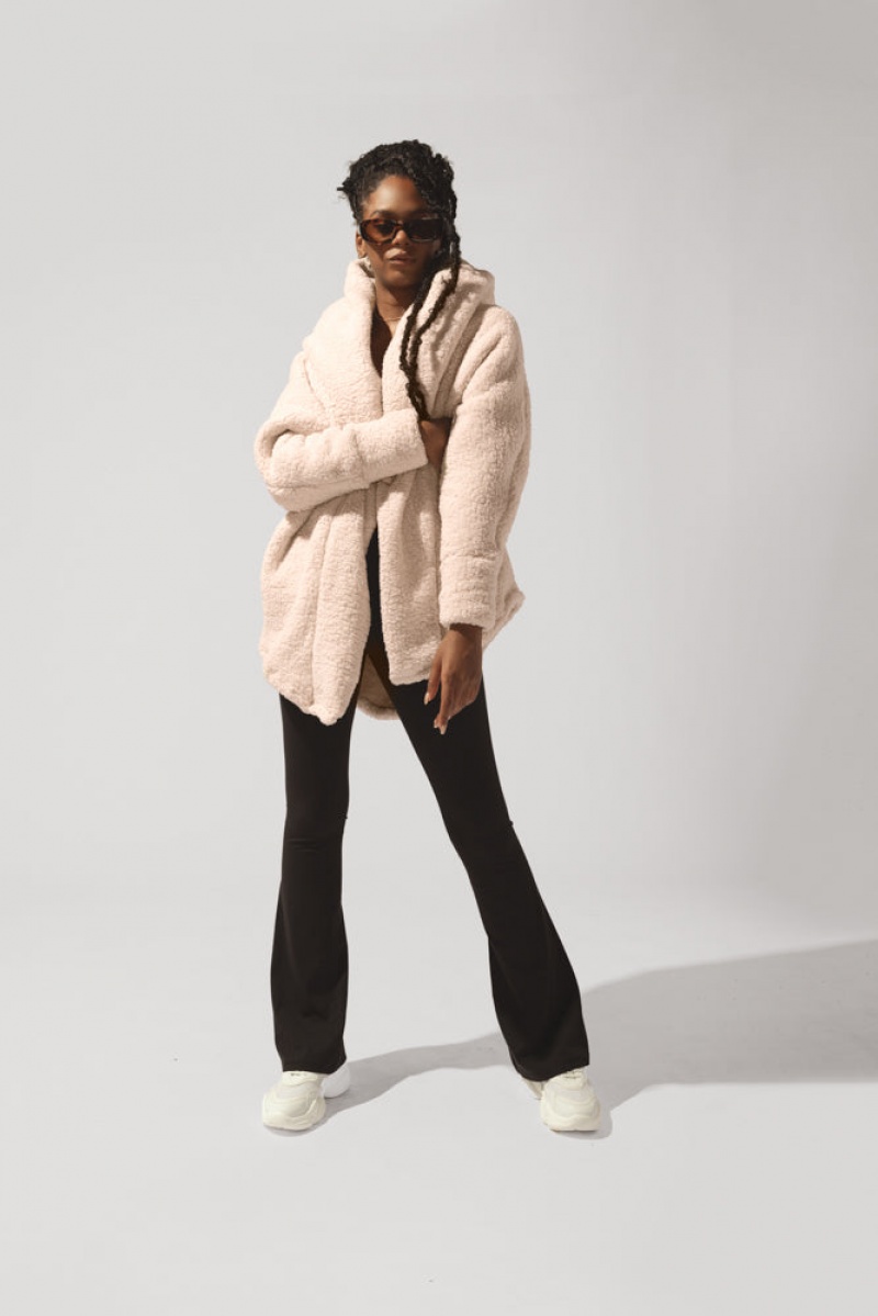 POPFLEX Faux Sherpa Cocoon Coat Taupe | ZHKQ07693