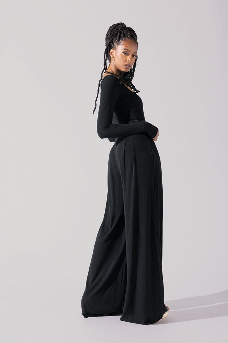 POPFLEX Go With The Flow Long Sleeve Jumpsuit Černé | YNHB52741