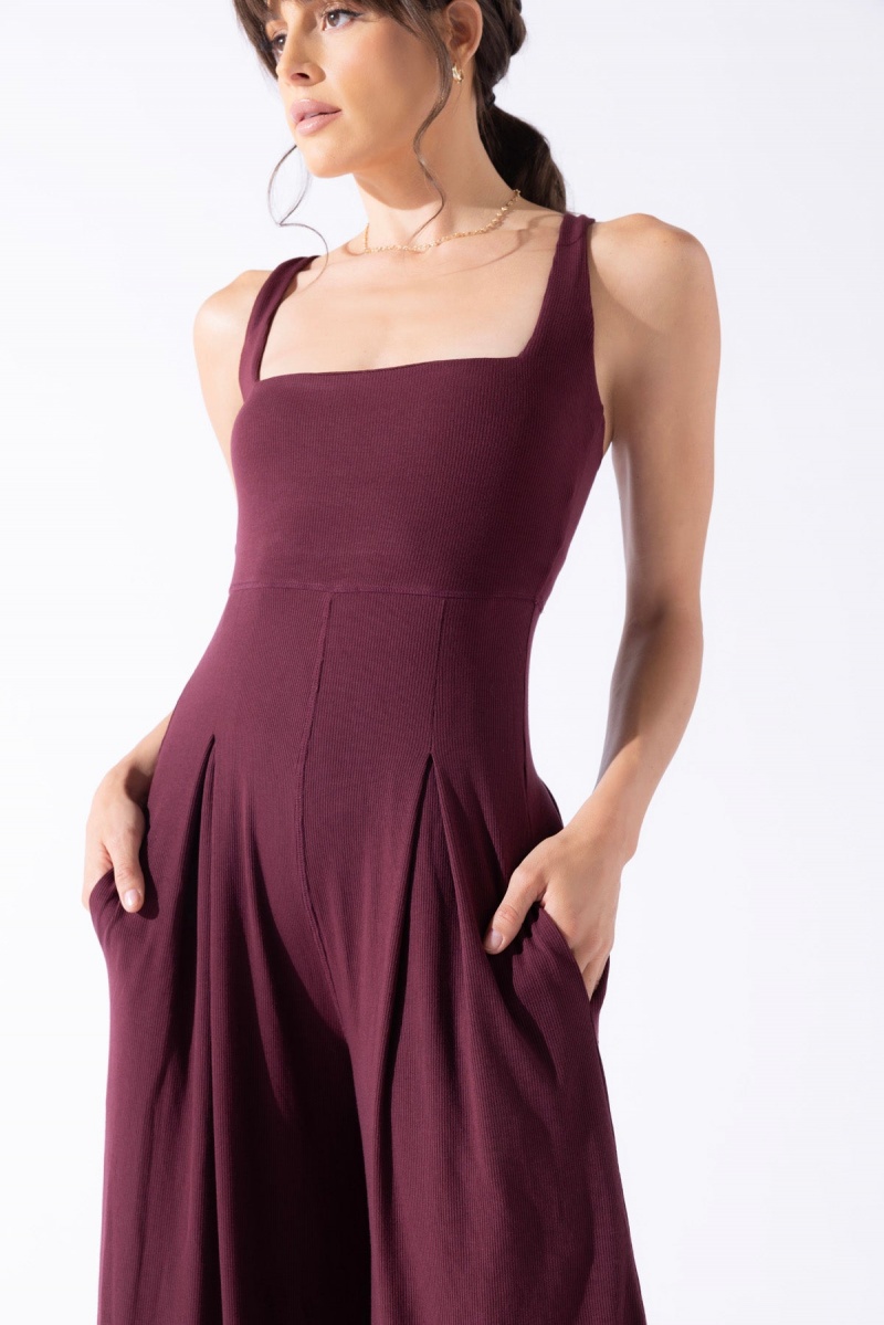 POPFLEX Go with the Flow Jumpsuit Vineyard Wine | DXHR26104