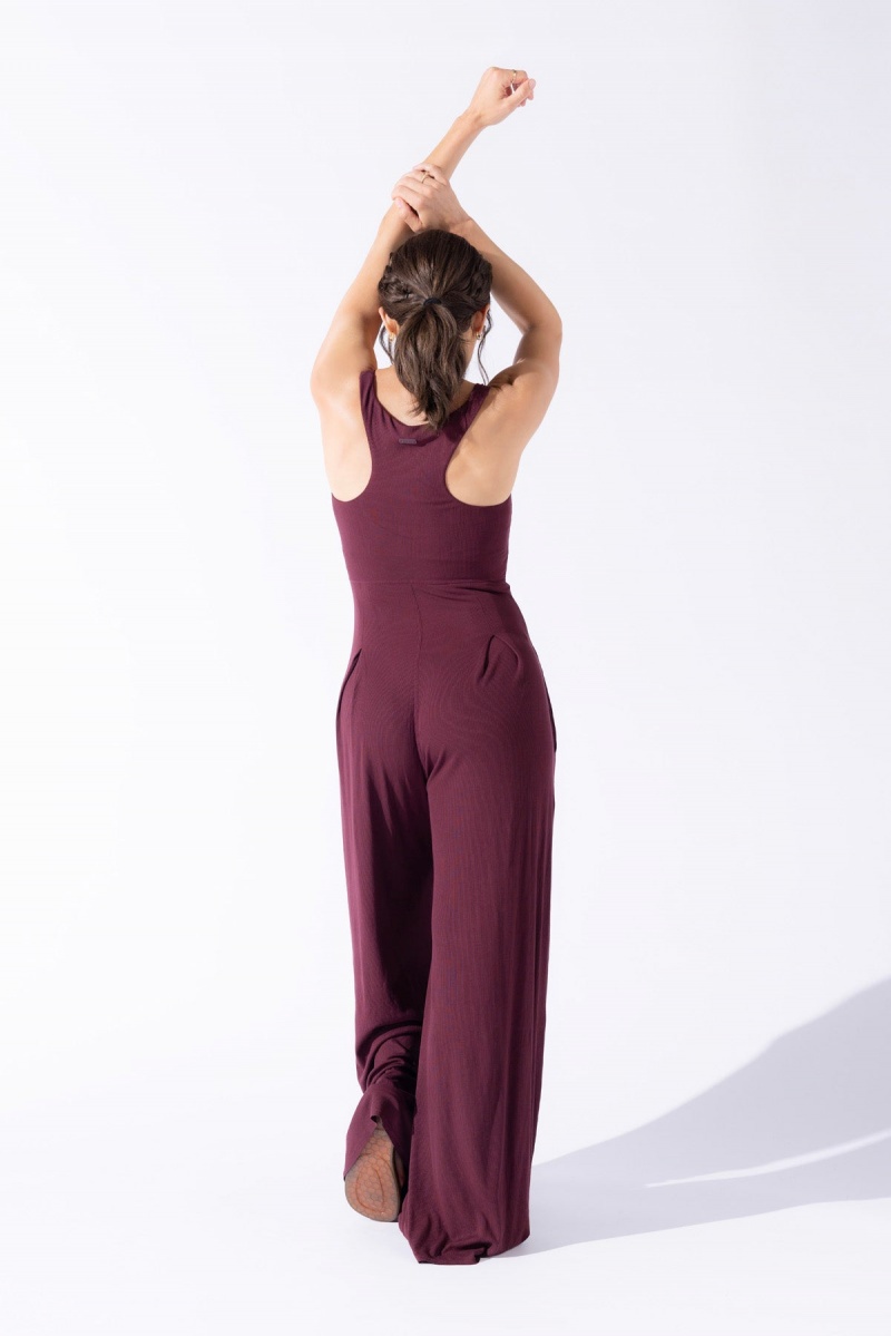 POPFLEX Go with the Flow Jumpsuit Vineyard Wine | DXHR26104
