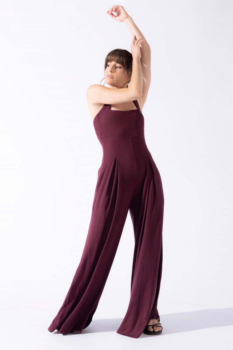POPFLEX Go with the Flow Jumpsuit Vineyard Wine | DXHR26104