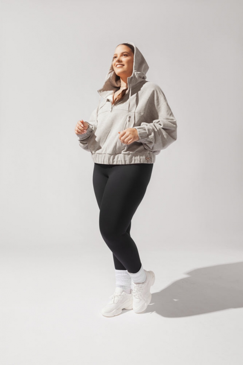 POPFLEX Half Zip Warm Up Hoodie Šedé | AJNP54819