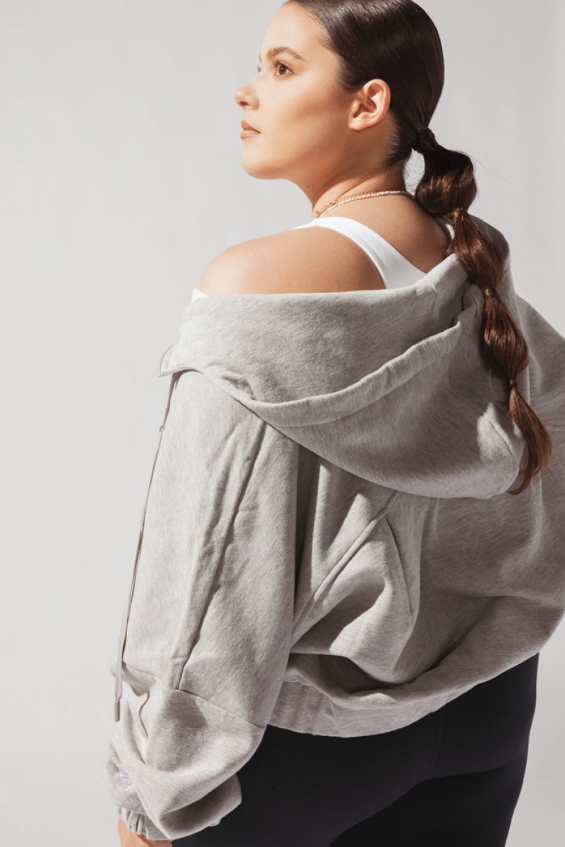 POPFLEX Half Zip Warm Up Hoodie Šedé | AJNP54819