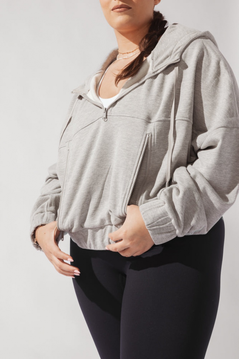 POPFLEX Half Zip Warm Up Hoodie Šedé | AJNP54819