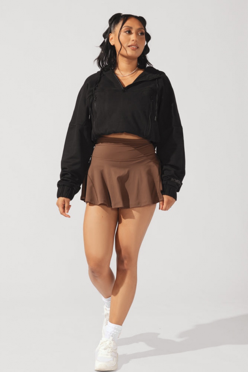 POPFLEX Half Zip Warm Up Hoodie Černé | TKCA56372