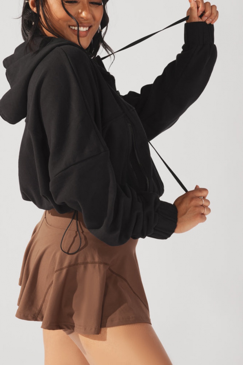 POPFLEX Half Zip Warm Up Hoodie Černé | TKCA56372