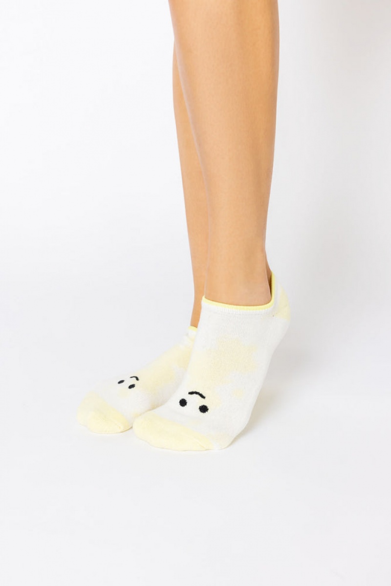 POPFLEX Happy Face Low Rise Socks Žluté | UDCX09257