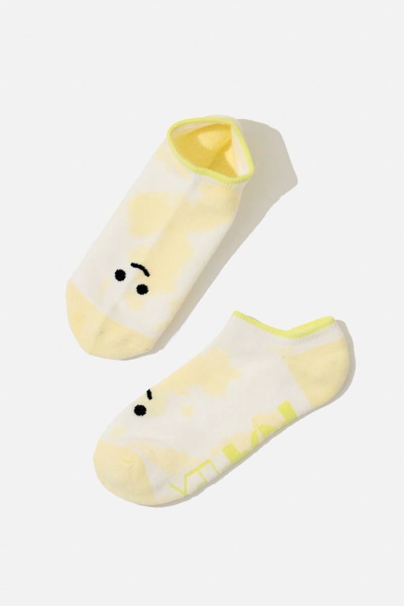 POPFLEX Happy Face Low Rise Socks Žluté | UDCX09257