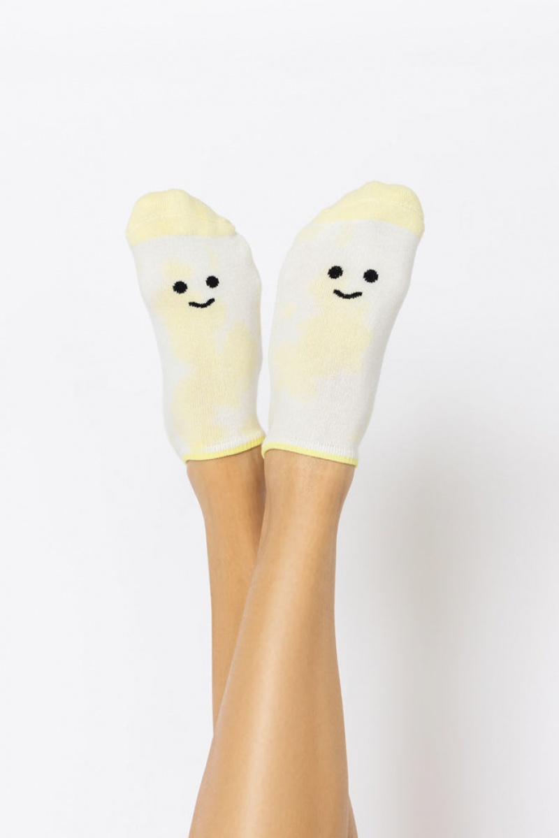 POPFLEX Happy Face Low Rise Socks Žluté | UDCX09257