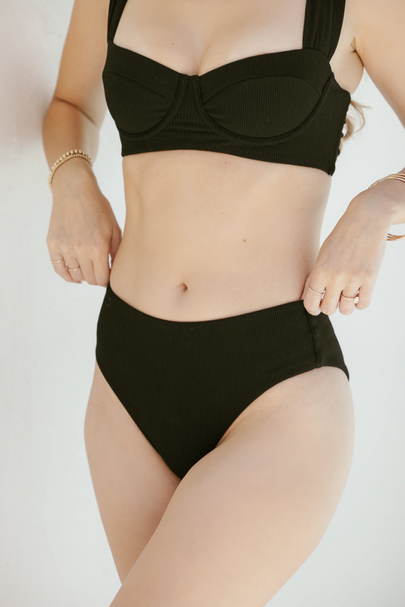 POPFLEX High Tide Cheeky Bikiny Bottoms Černé | NOAV57643