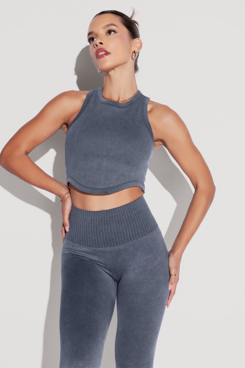 POPFLEX Let's Go Seamless Crop Top Indigo | NYQR52391