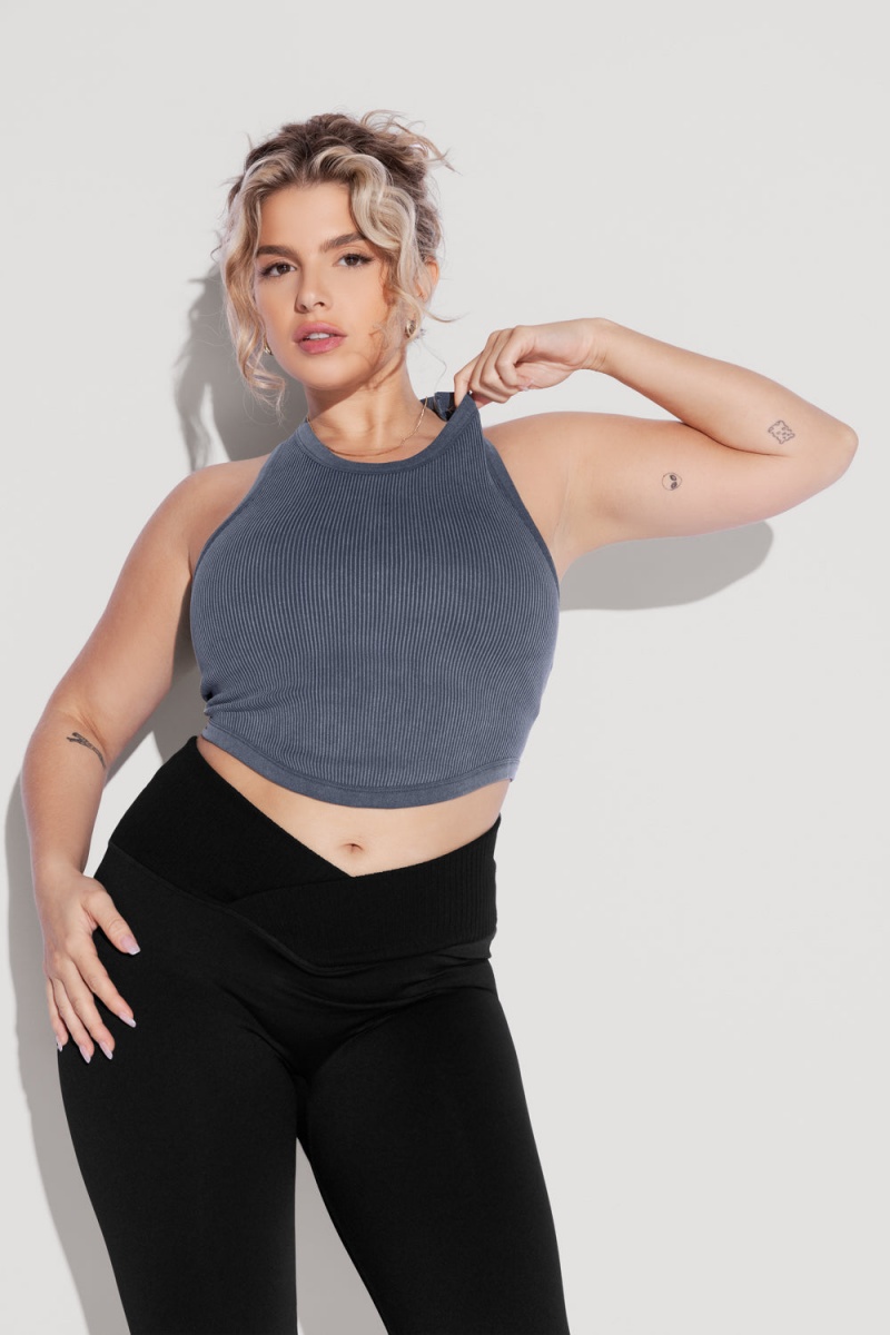POPFLEX Let's Go Seamless Crop Top Indigo | NYQR52391