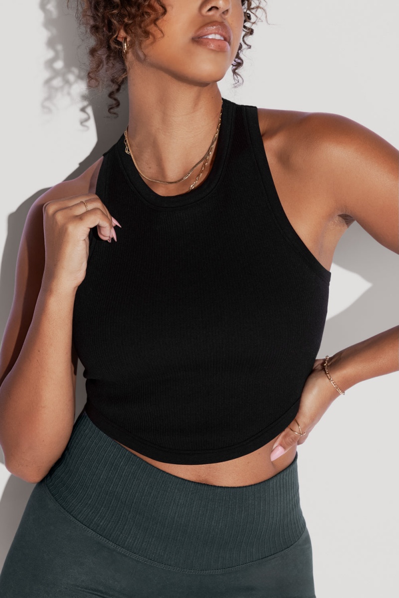 POPFLEX Let's Go Seamless Crop Top Černé | FPDK91538