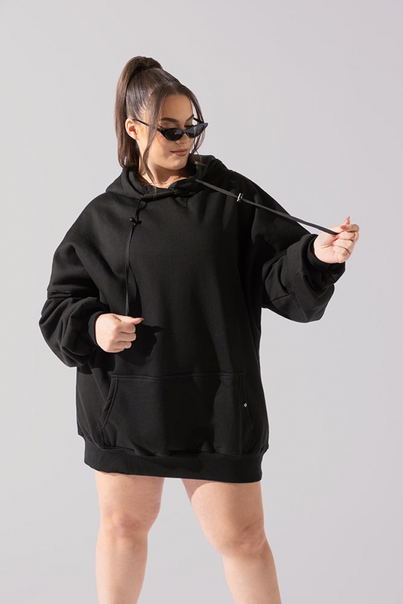POPFLEX Long Cloud Hoodie Černé | MZVD38049