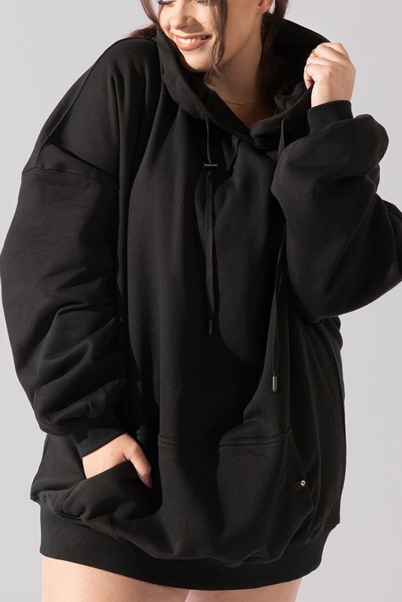 POPFLEX Long Cloud Hoodie Černé | MZVD38049