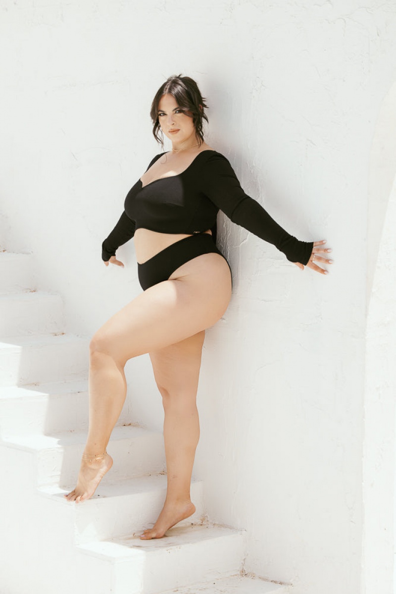 POPFLEX Low Tide Super Cheeky Bikiny Bottom Černé | AFED81296