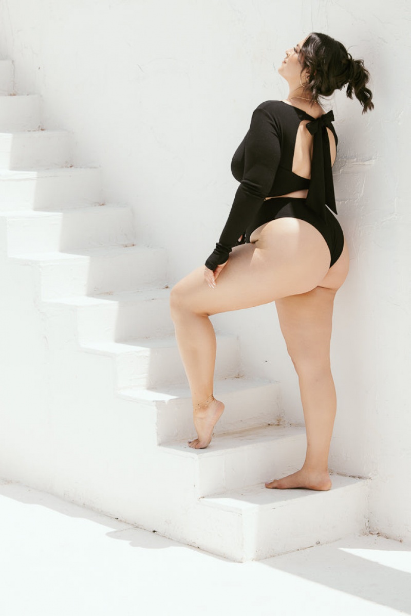 POPFLEX Low Tide Super Cheeky Bikiny Bottom Černé | AFED81296