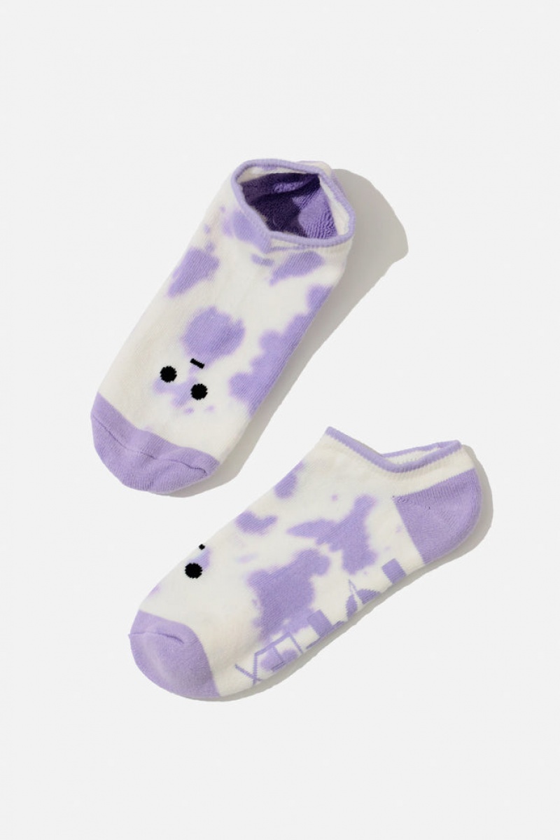 POPFLEX Meh Face Low Rise Socks Fialové | HJAM85412
